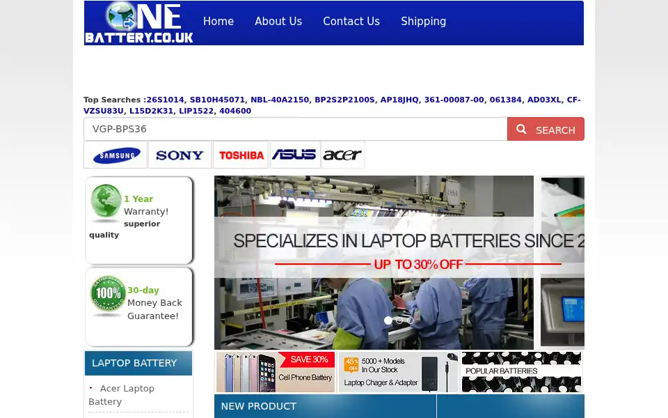 Screenshot of onebattery.co.uk