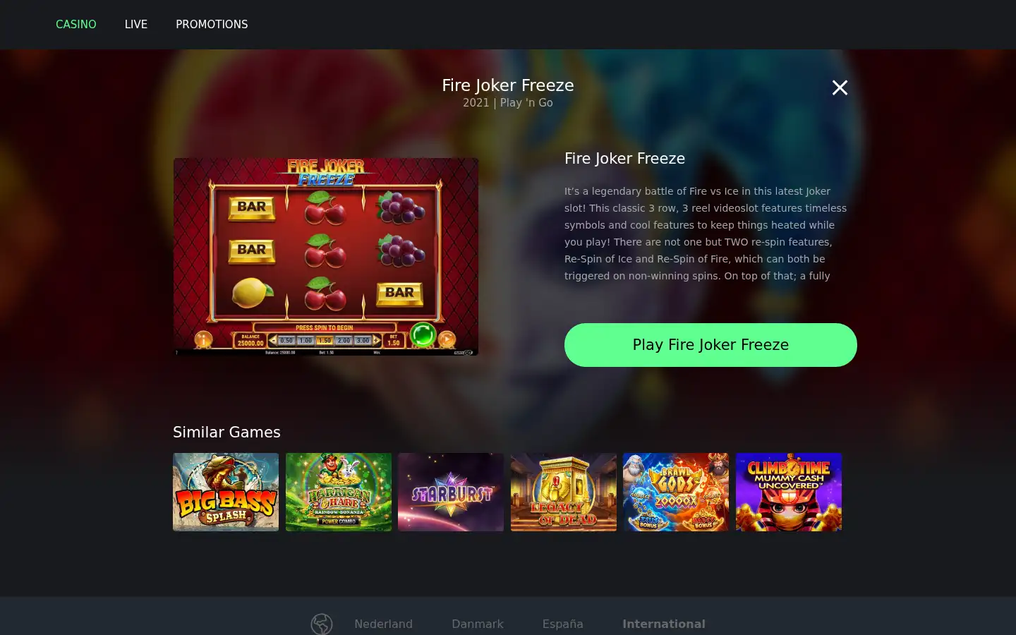 Screenshot of onecasino.com