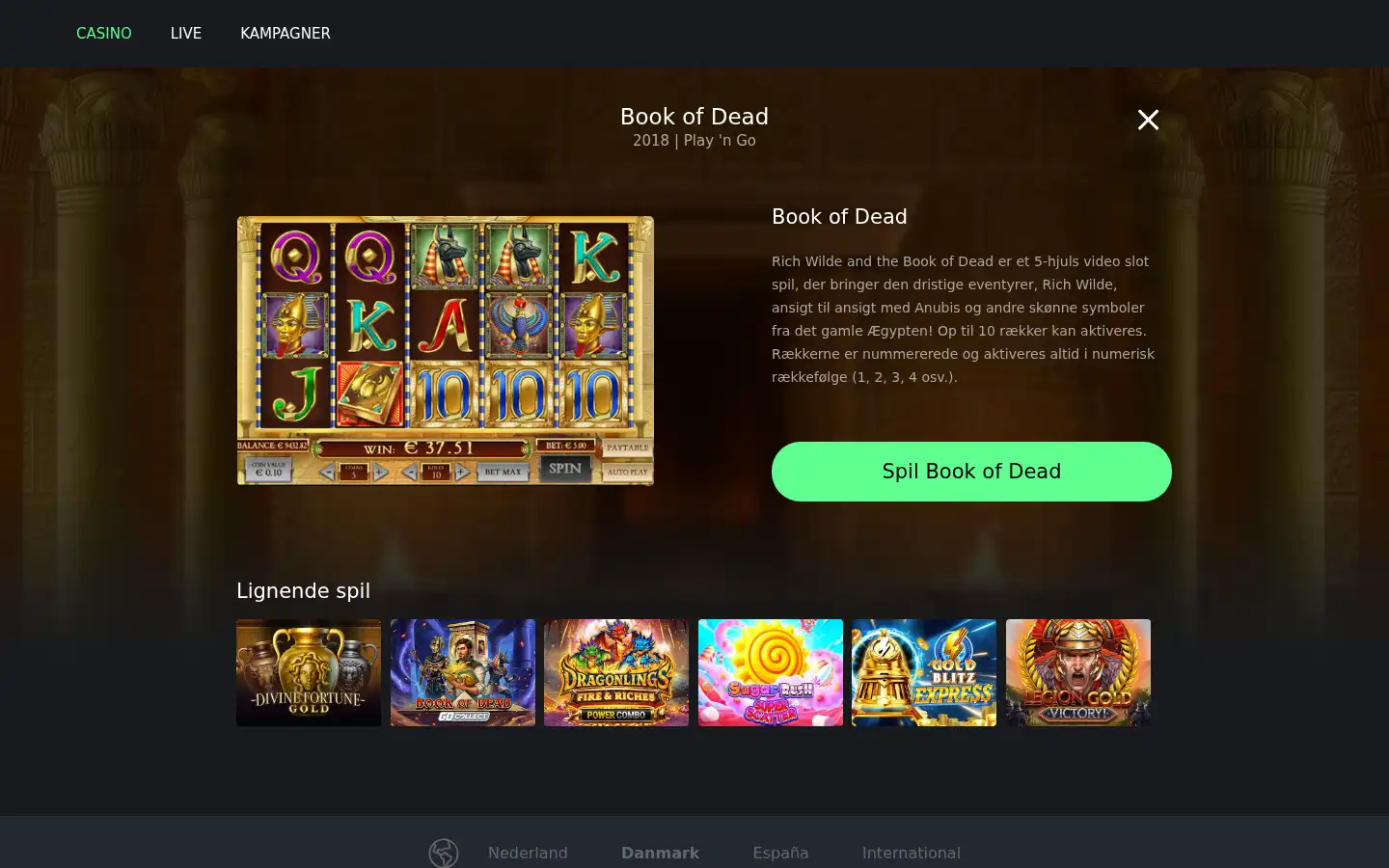 Screenshot of onecasino.dk