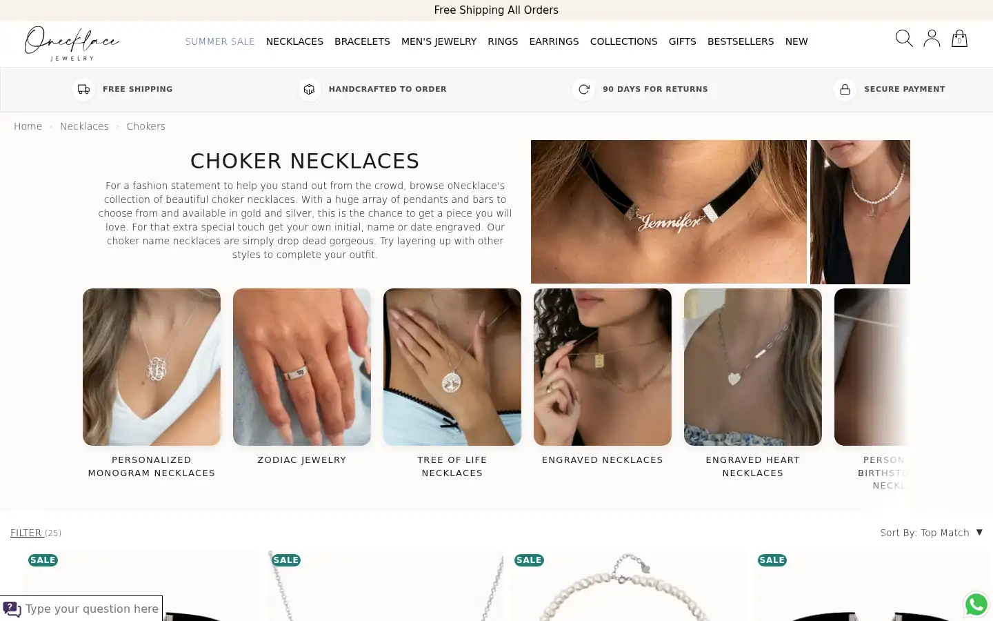 Screenshot of onecklace.com