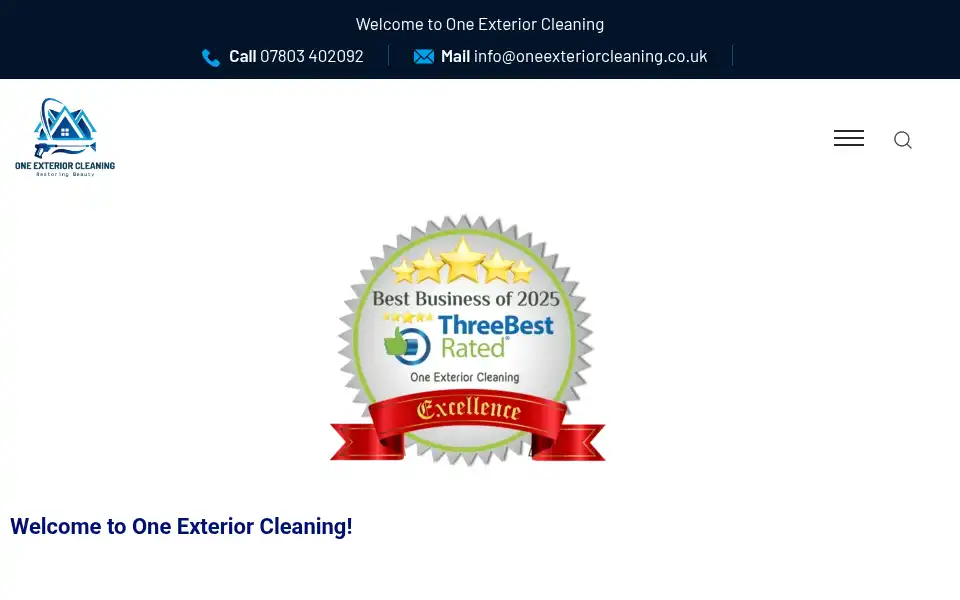 Screenshot of oneexteriorcleaning.co.uk