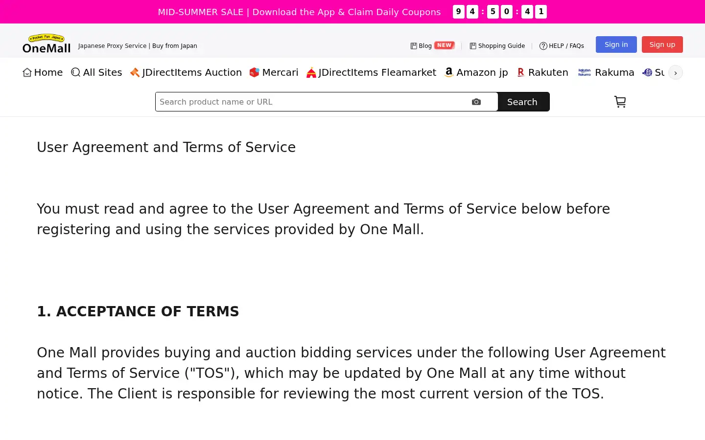 Screenshot of onemall.jp