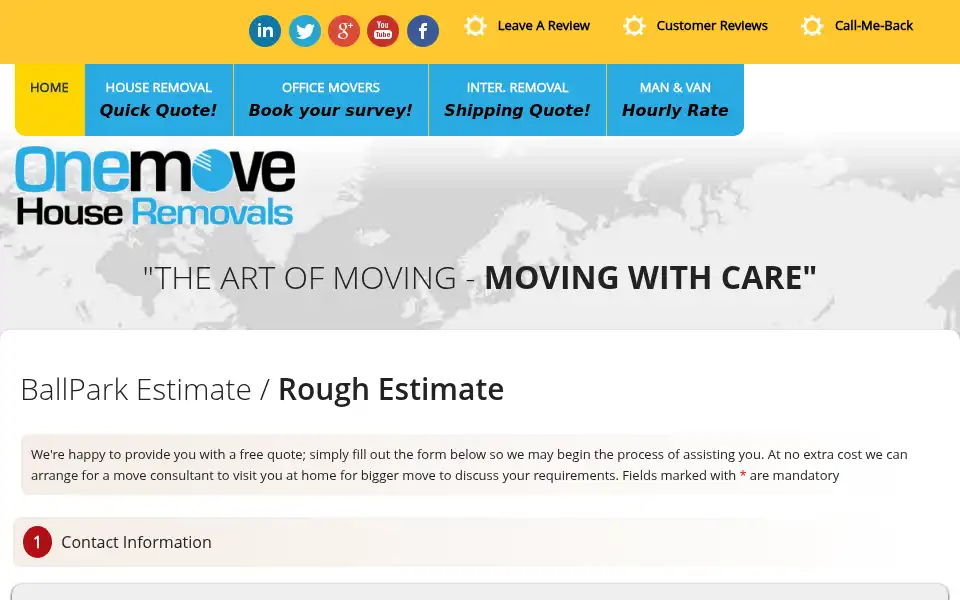 Screenshot of onemovehouseremovals.co.uk