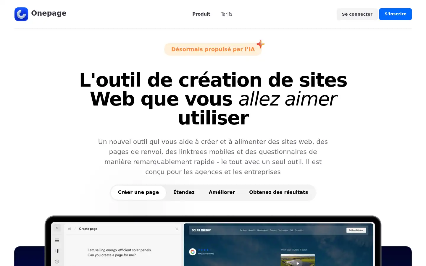 Screenshot of onepage.io