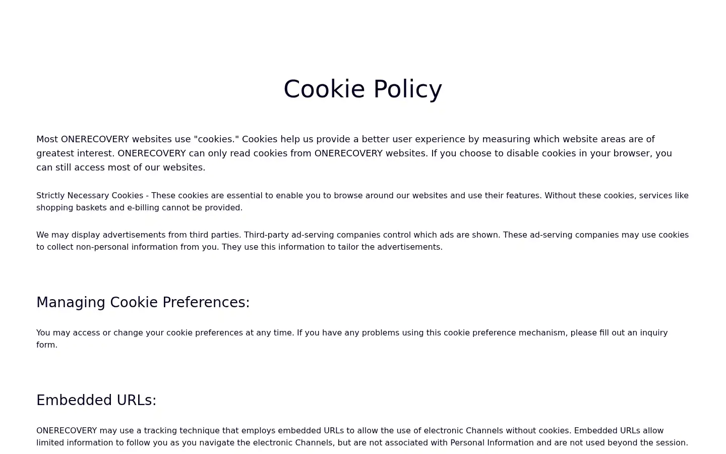Screenshot of onerecovery.online