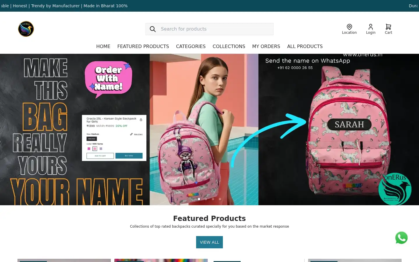 Screenshot of onerus.in