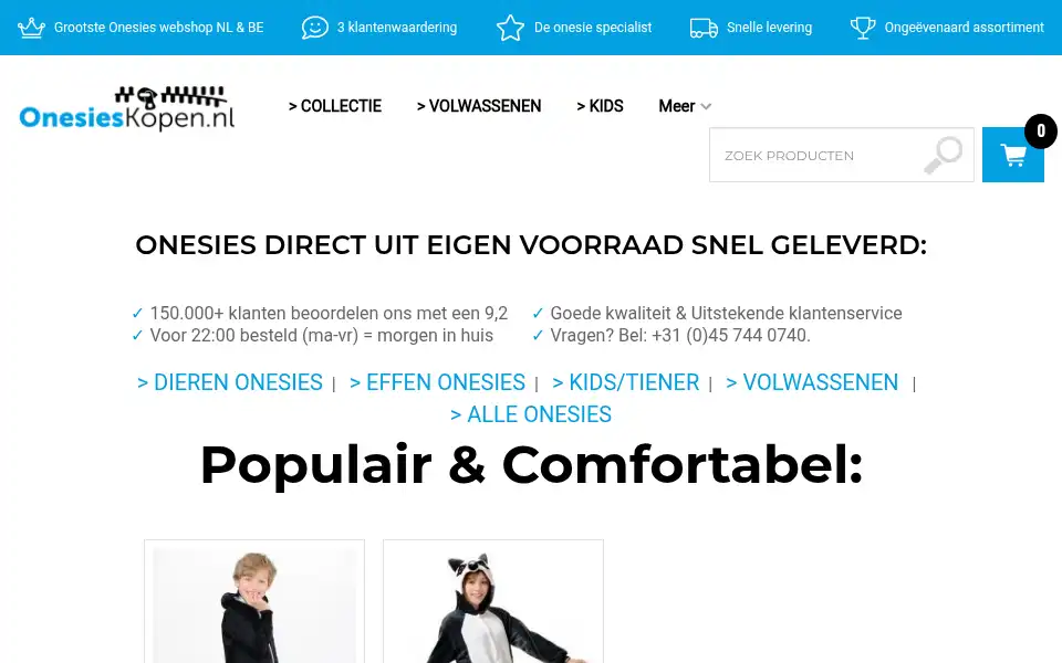 Screenshot of onesieskopen.nl