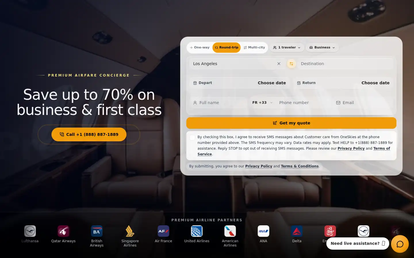 Screenshot of oneskies.com