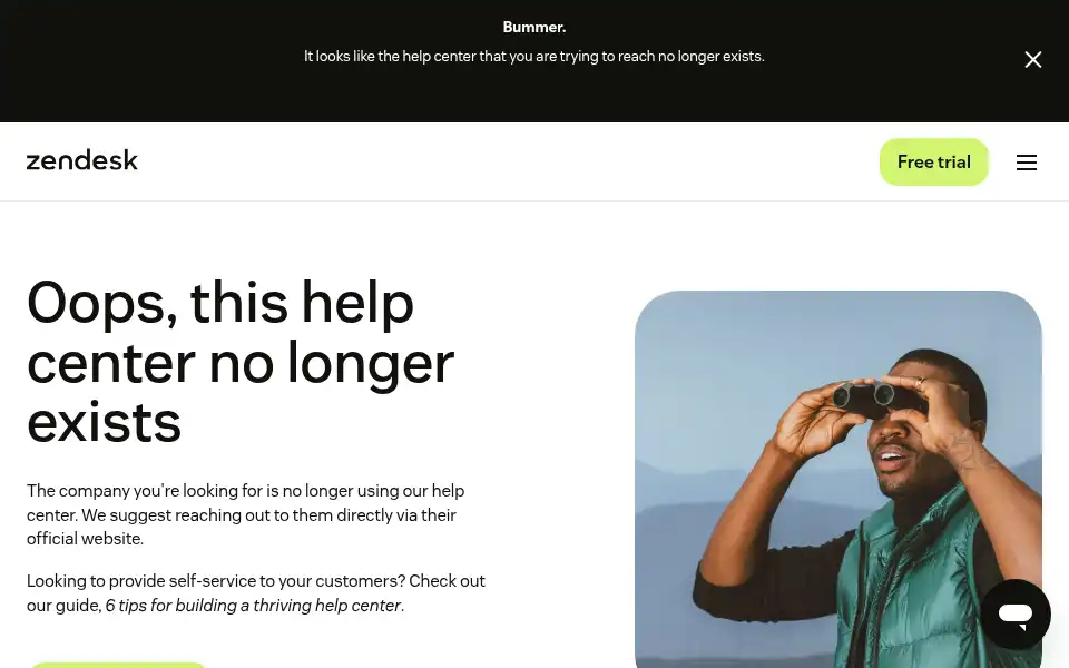 Screenshot of oneskin.zendesk.com