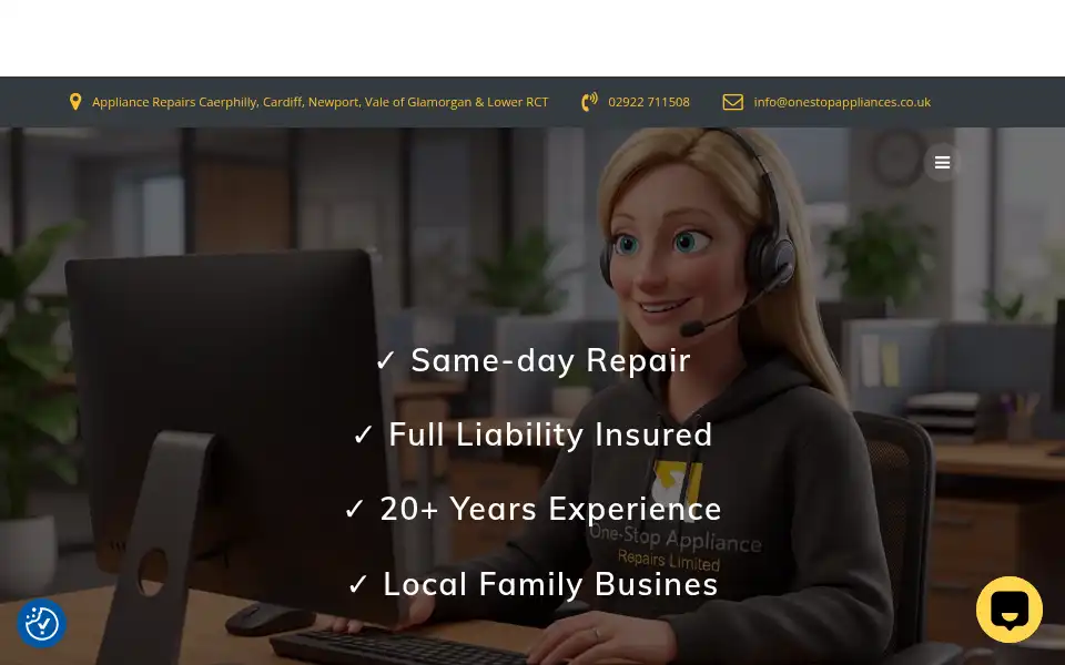 Screenshot of onestopappliancerepairs.co.uk