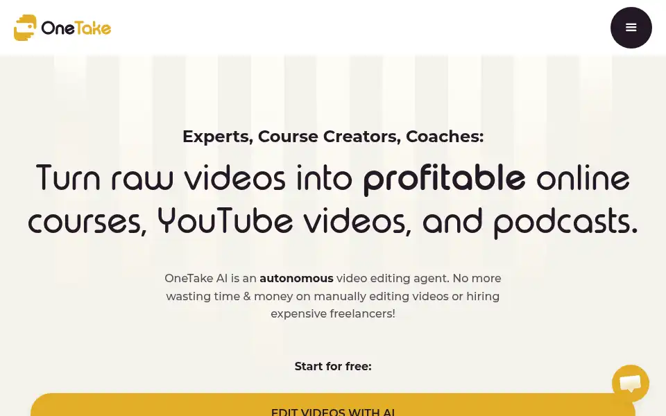 Screenshot of onetake.ai