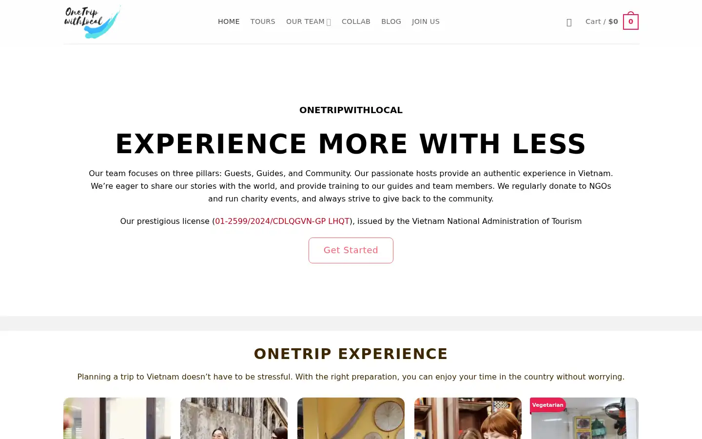 Screenshot of onetripwithlocal.com