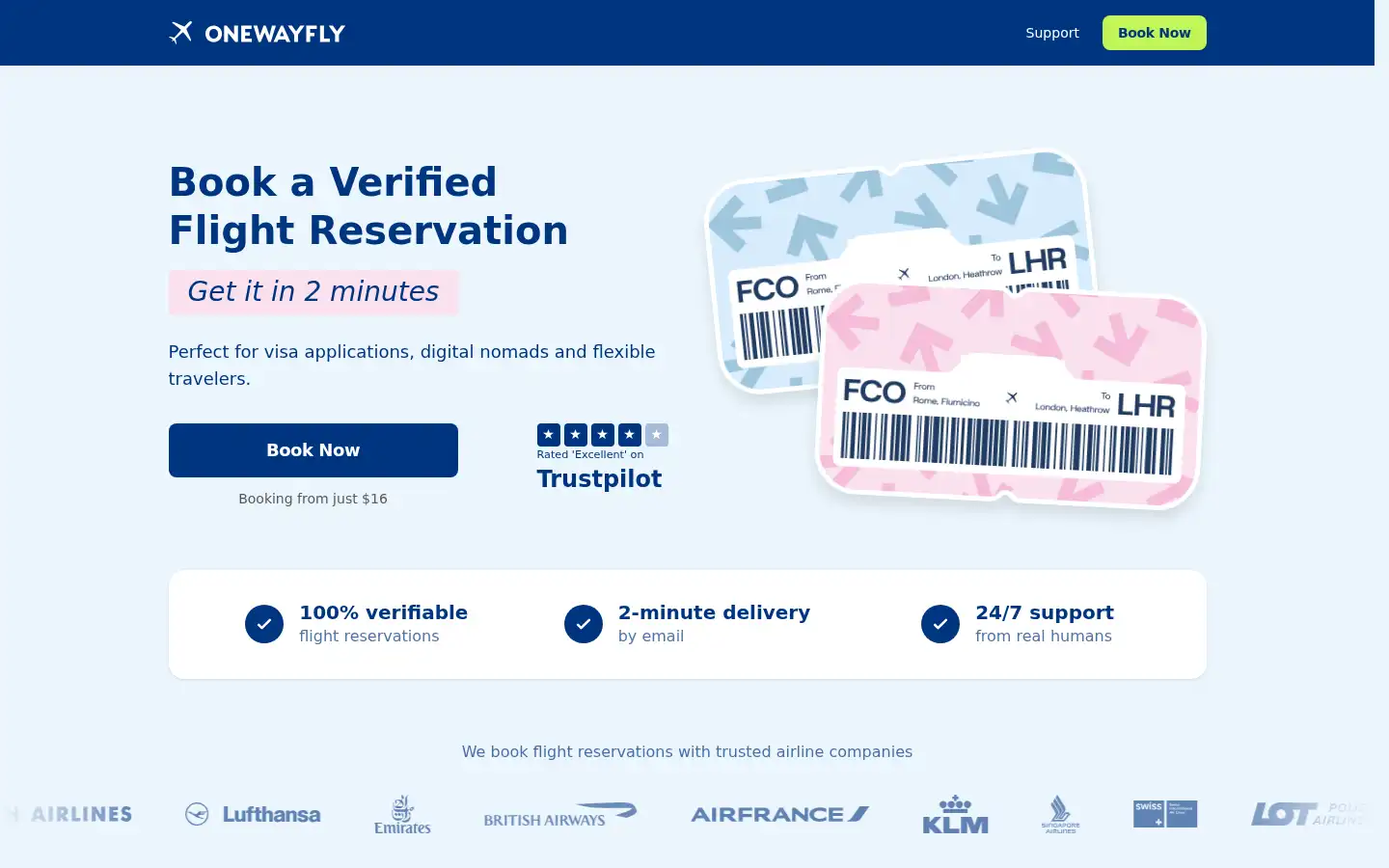 Screenshot of onewayfly.com