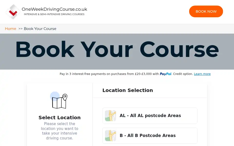 Screenshot of oneweekdrivingcourse.co.uk