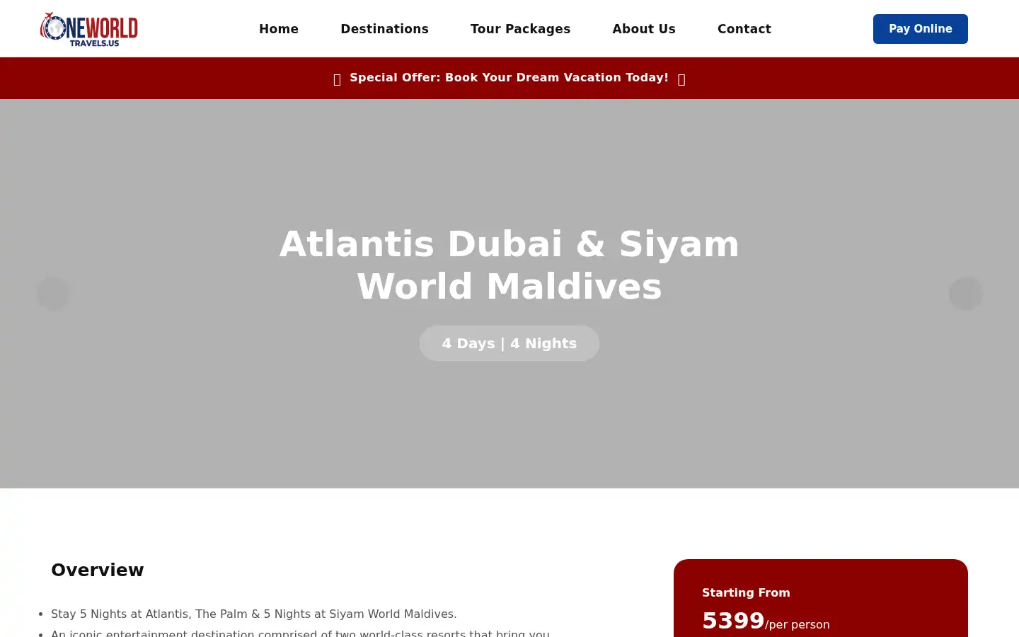 Screenshot of oneworldtravels.us