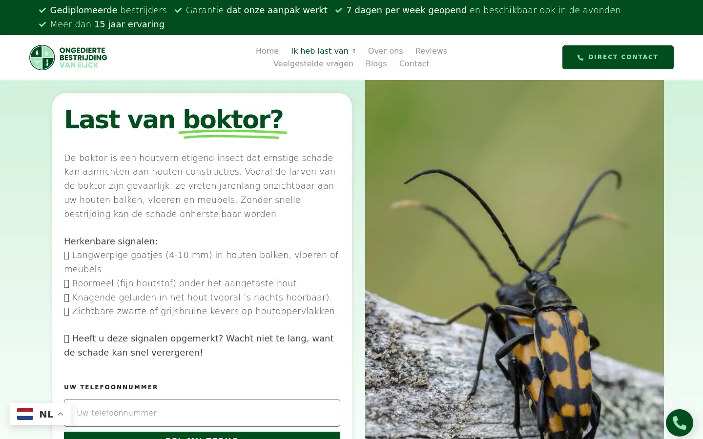 Screenshot of ongediertebestrijding-vaneijck.nl