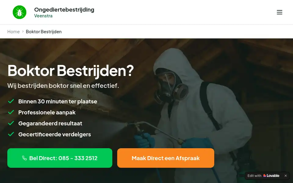 Screenshot of ongediertebestrijdingveenstra.nl