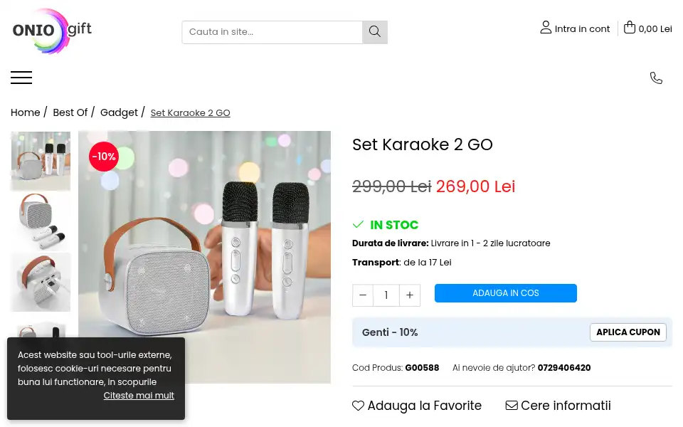Screenshot of oniogift.ro