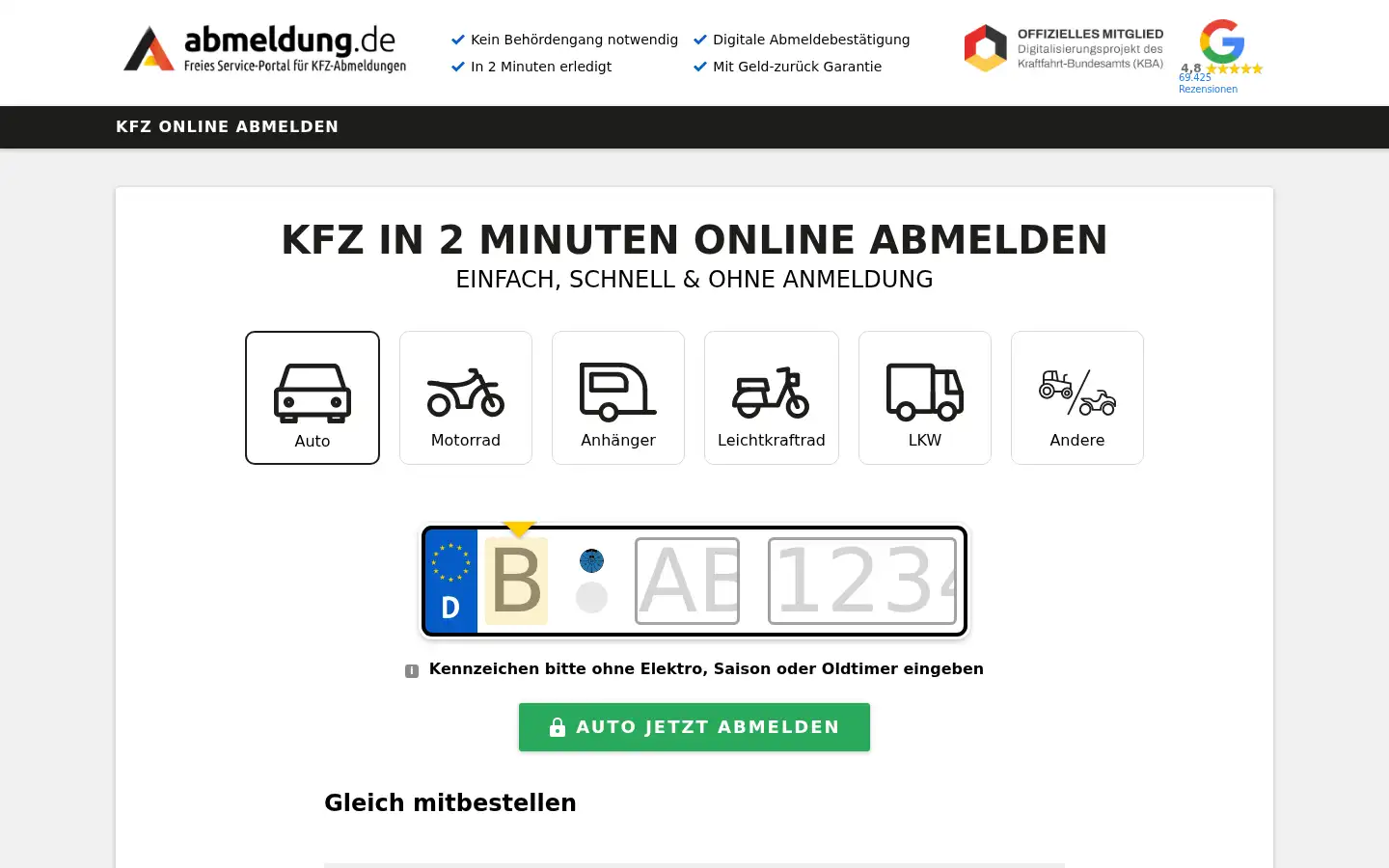 Screenshot of online.abmeldung.de