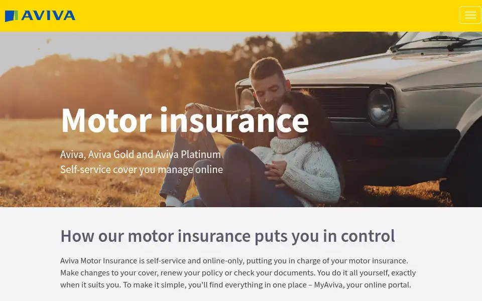 Screenshot of online.aviva.co.uk