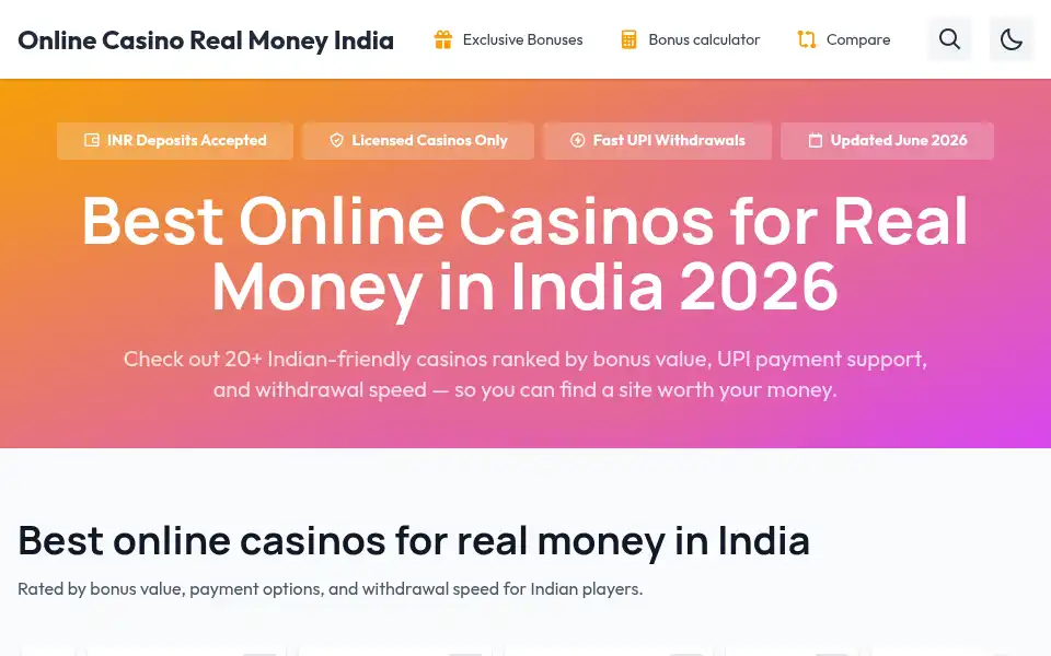 Screenshot of online-casino-real-money-india.com