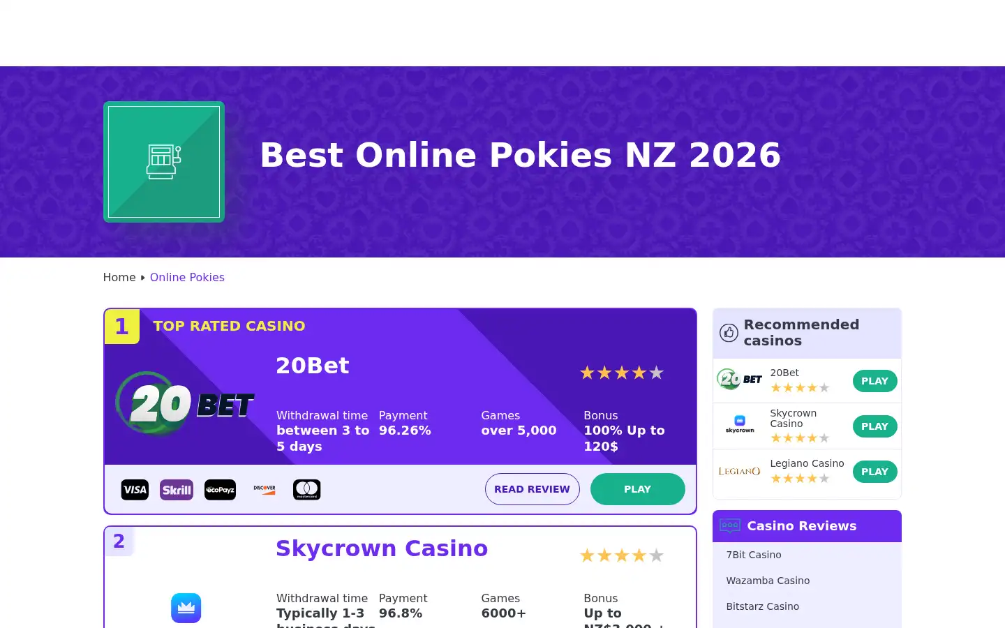 Screenshot of online-casinos.nz