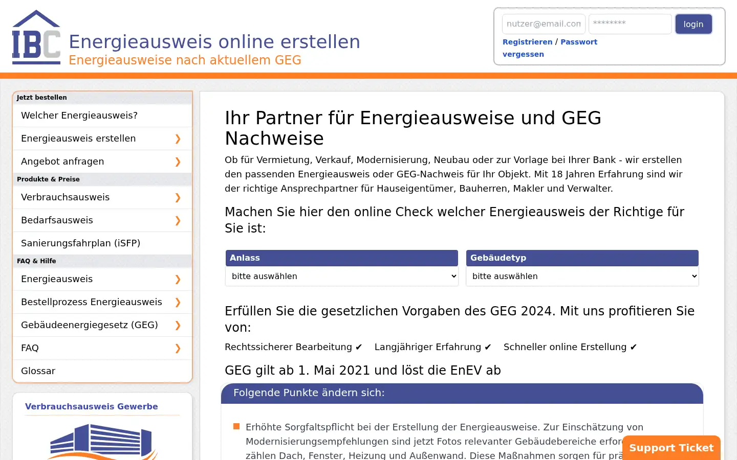 Screenshot of online-energieausweis.org