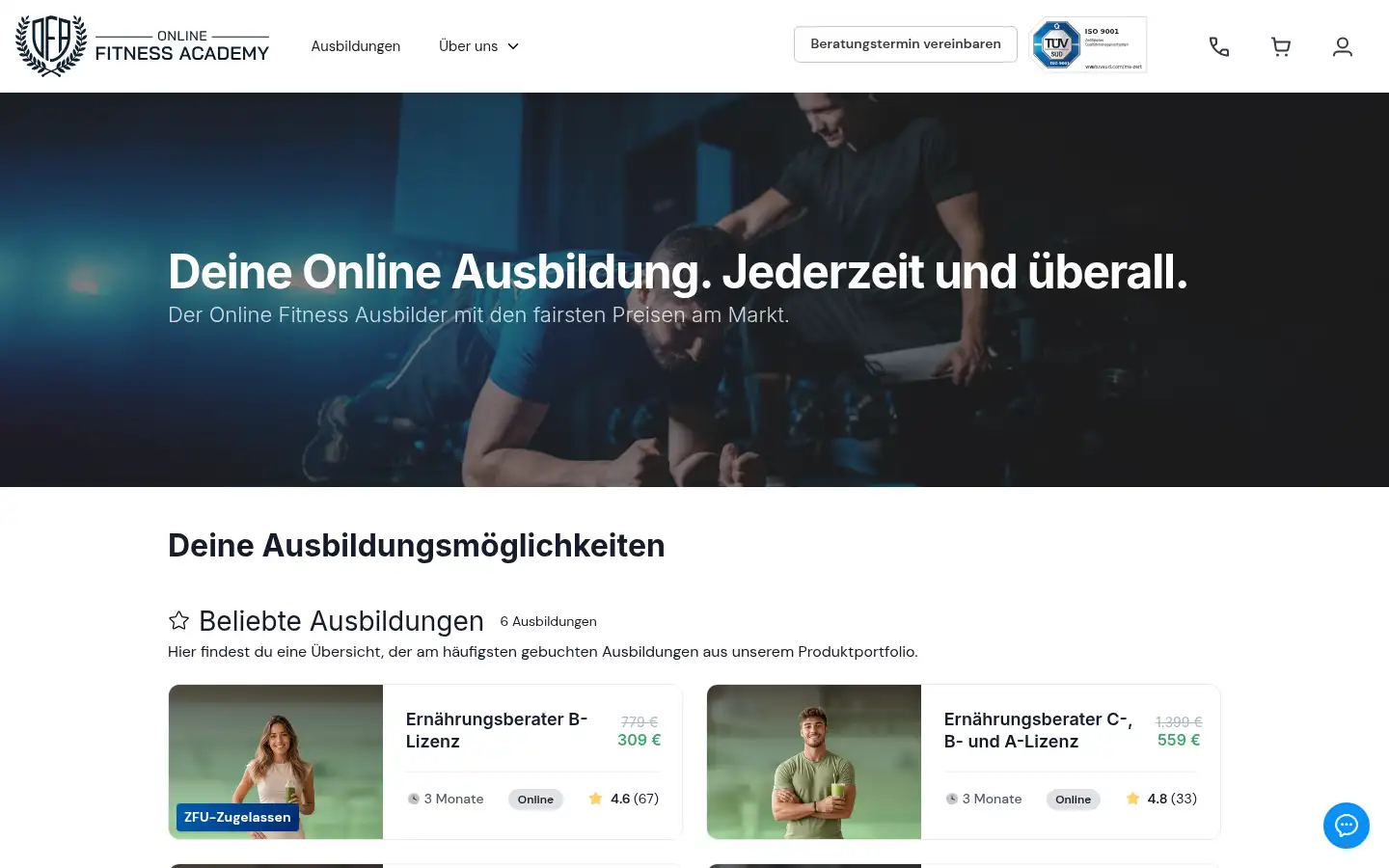 Screenshot of online-fitness-academy.de
