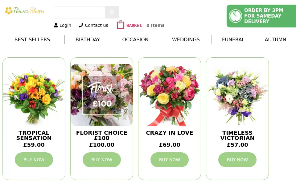 Screenshot of online.flowershops.co.uk