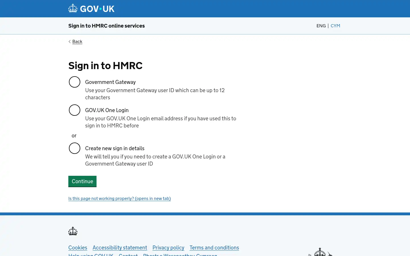 Screenshot of online.hmrc.gov.uk