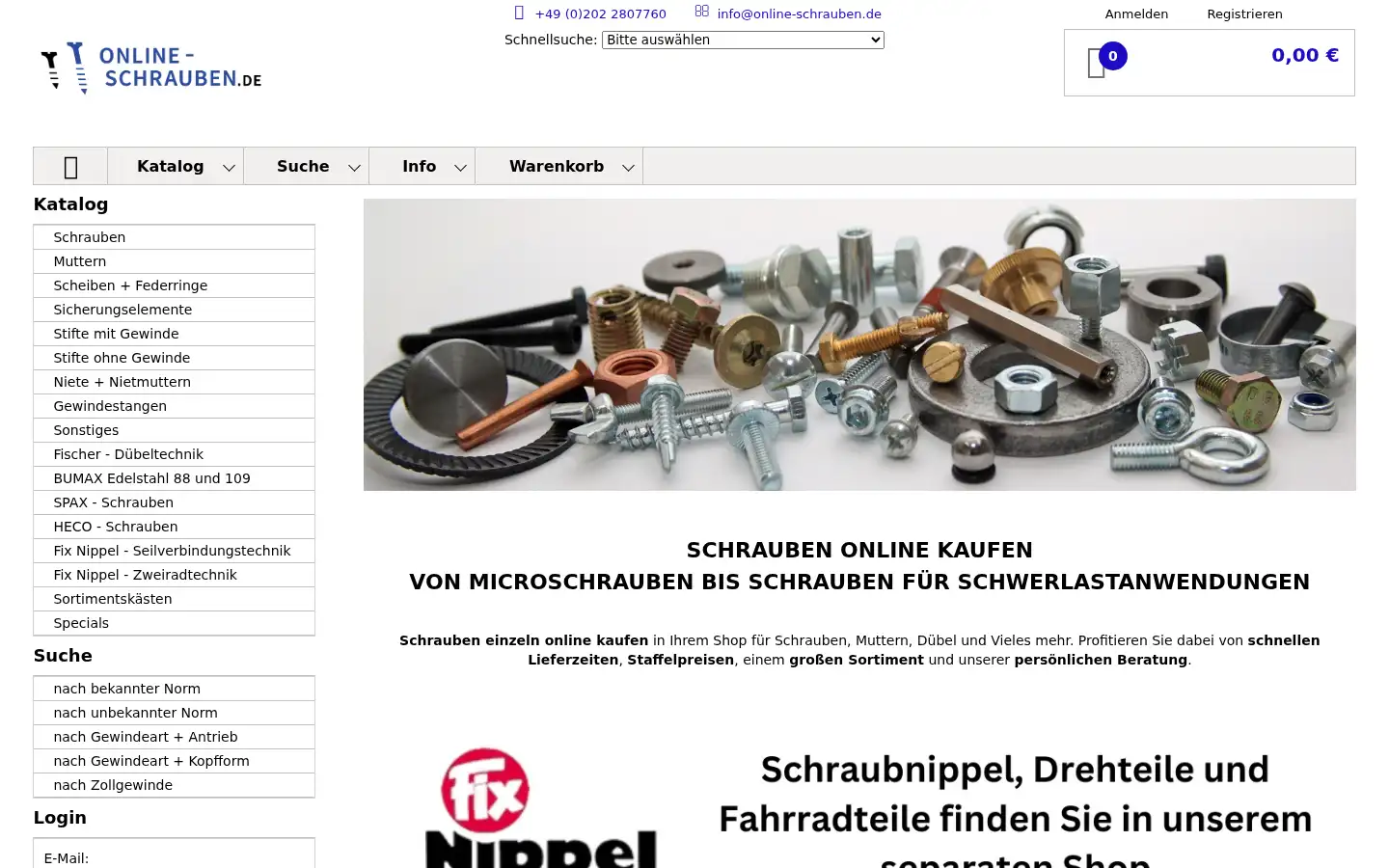 Screenshot of online-schrauben.de