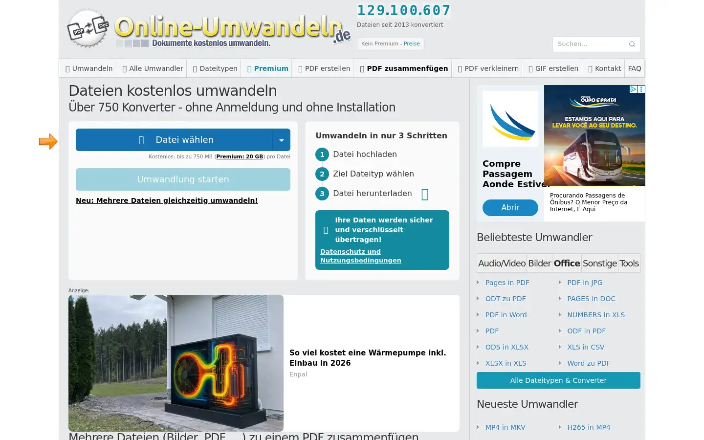 Screenshot of online-umwandeln.de