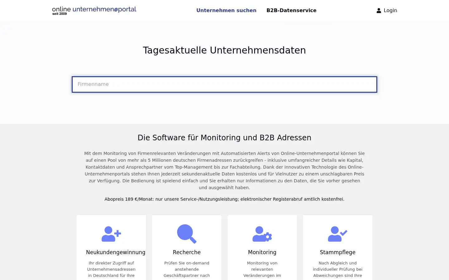 Screenshot of online-unternehmenportal.de