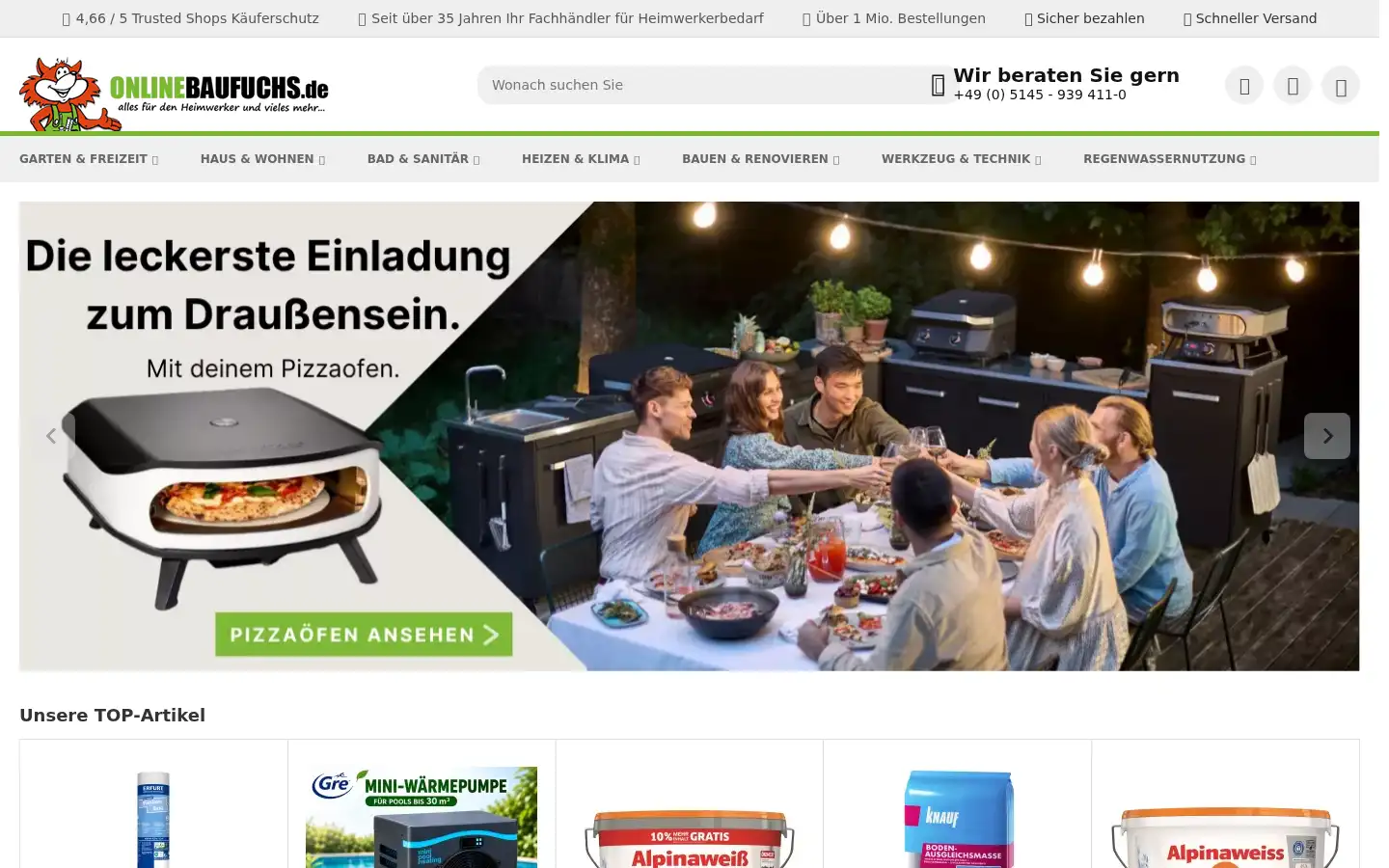 Screenshot of onlinebaufuchs.de