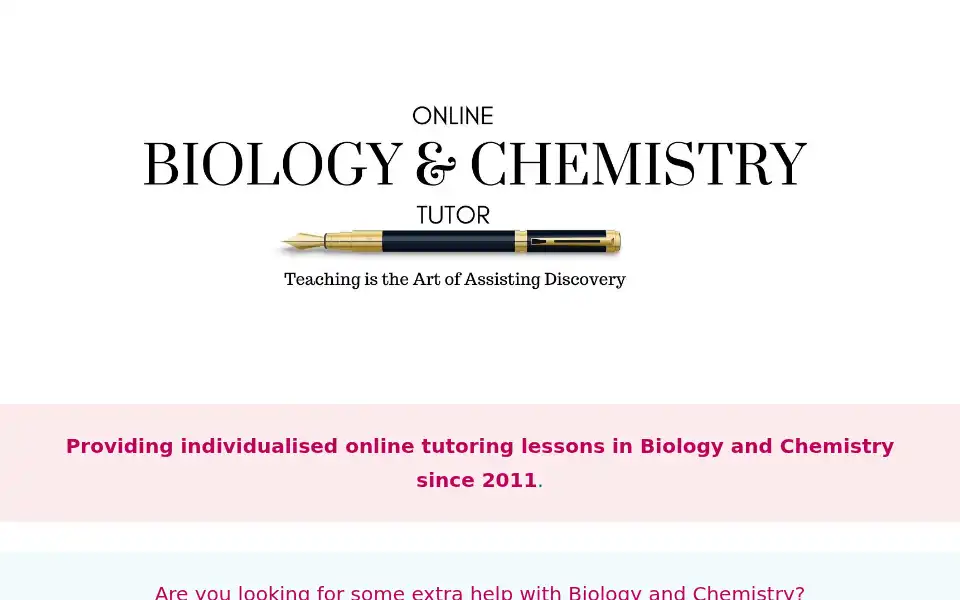 Screenshot of onlinebiologyandchemistrytutor.co.uk
