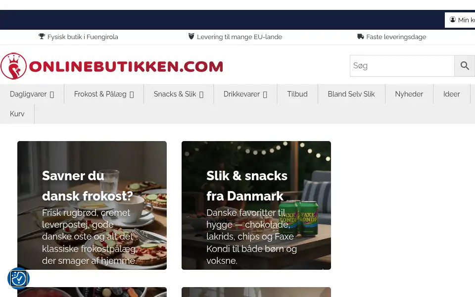 Screenshot of onlinebutikken.com