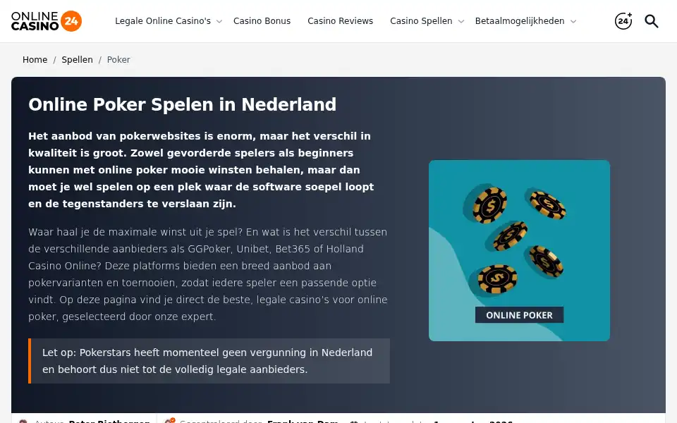 Screenshot of onlinecasino24.nl