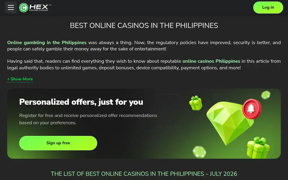 Screenshot of onlinecasinohex.ph