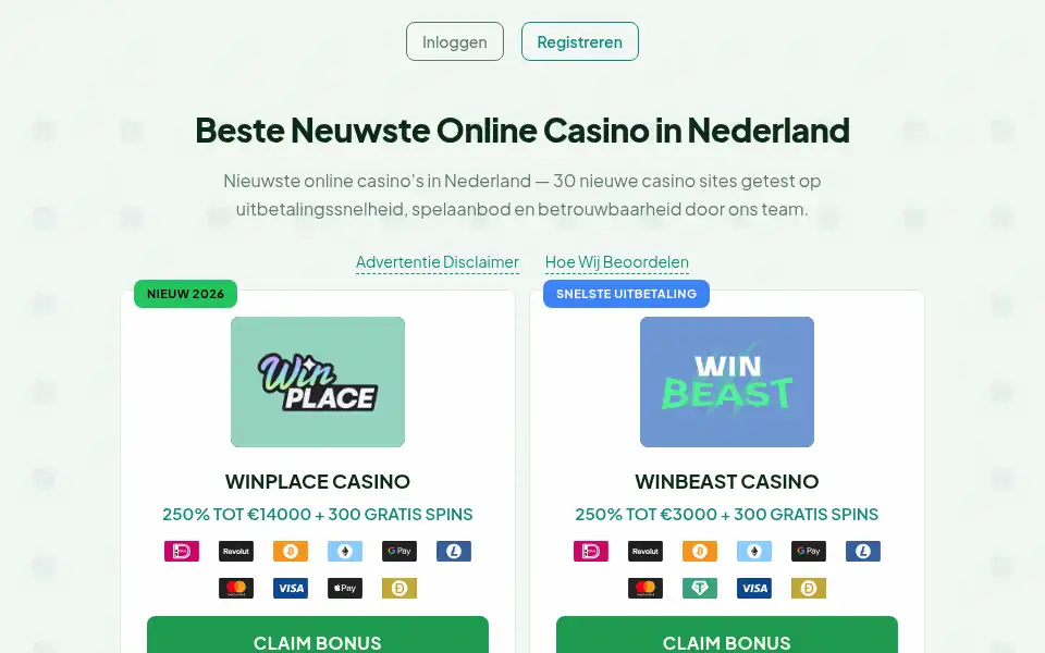 Screenshot of onlinecasinonieuwe.com