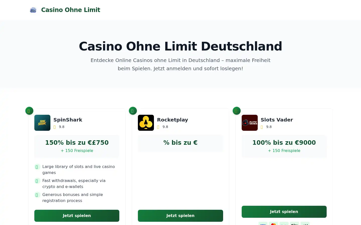Screenshot of onlinecasinoohnelimit.live