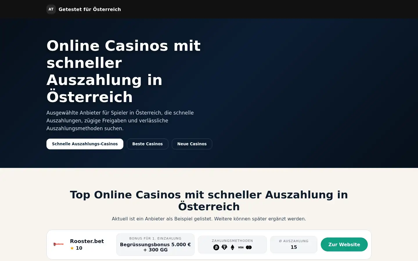 Screenshot of onlinecasinoschnellauszahlung.com