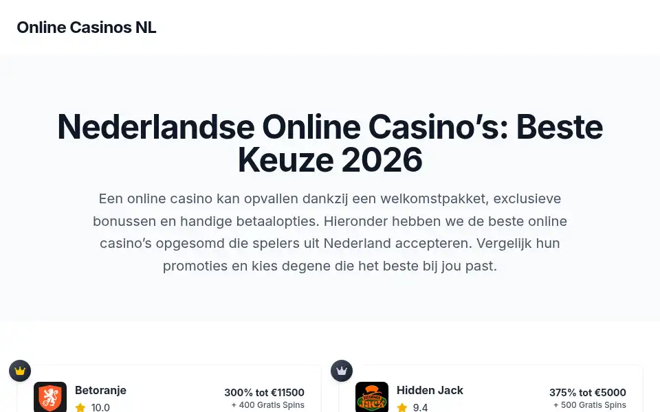 Screenshot of onlinecasinosnl.org