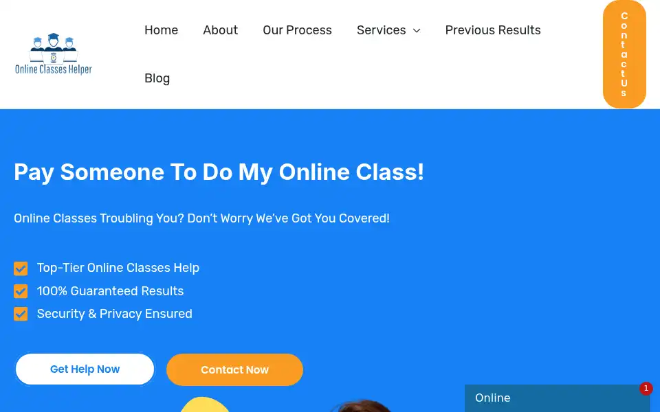 Screenshot of onlineclasseshelper.com