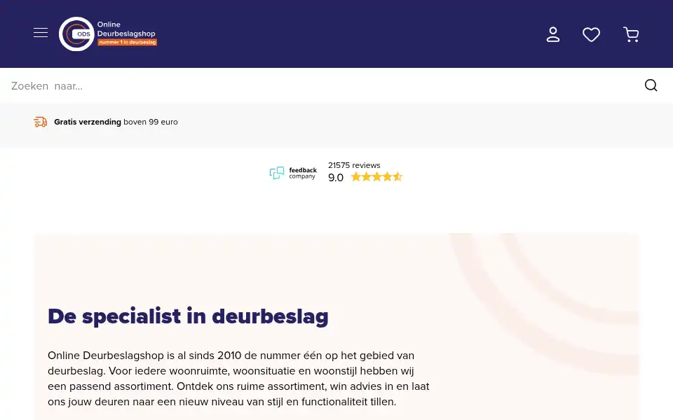 Screenshot of onlinedeurbeslagshop.nl