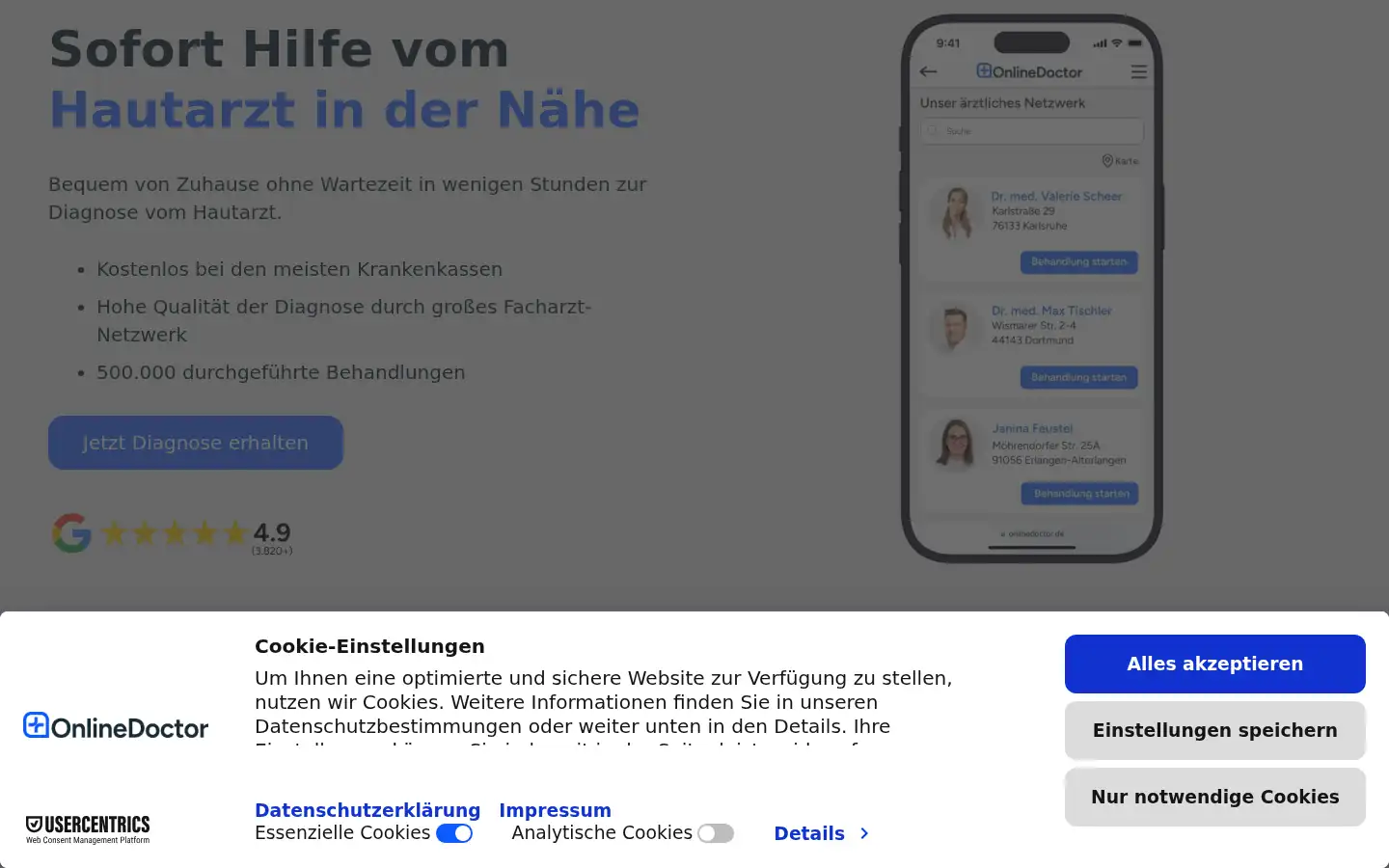 Screenshot of onlinedoctor.de