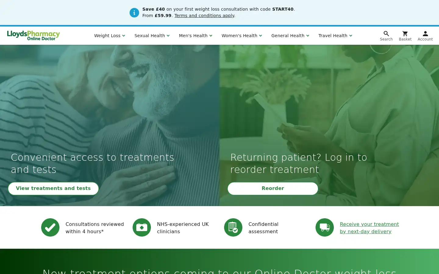 Screenshot of onlinedoctor.lloydspharmacy.com