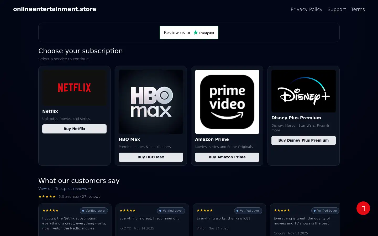 Screenshot of onlineentertainment.store