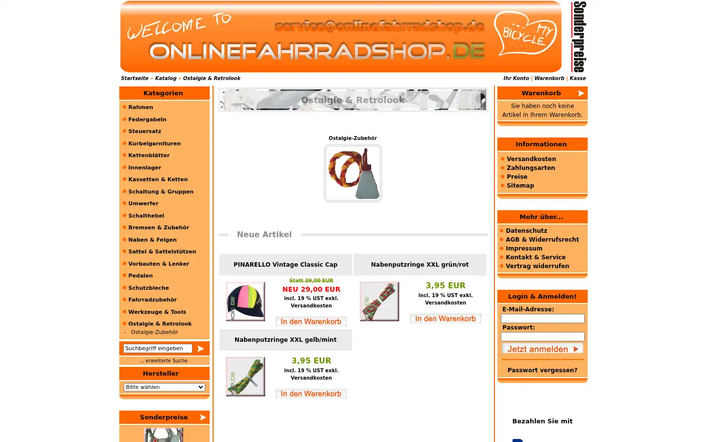Screenshot of onlinefahrradshop.de