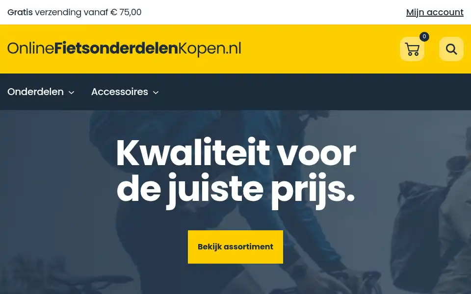 Screenshot of onlinefietsonderdelenkopen.nl