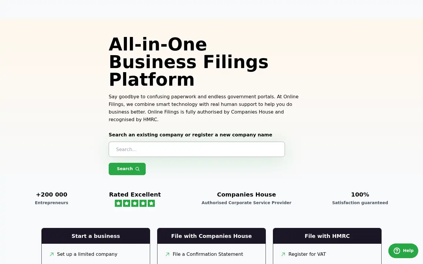Screenshot of onlinefilings.co.uk